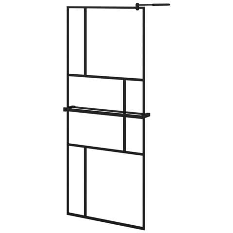Parete Doccia Walk In Mensola Nera 80x195cm Vetro Esg Alluminio - Foto 2
