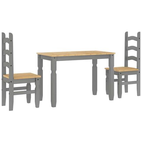 Set Da Pranzo 3 Pz Panama Grigio In Legno Massello Di Pino - Foto 2