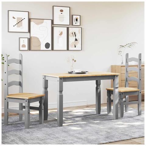 Set Da Pranzo 3 Pz Panama Grigio In Legno Massello Di Pino - Foto 3