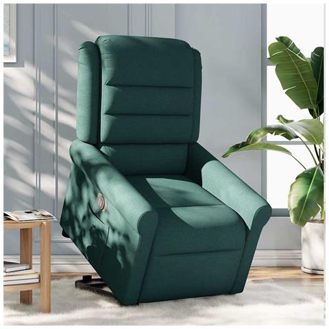 Poltrona Alzapersona Reclinabile Elettrica Verde Scuro Tessuto - Foto 3