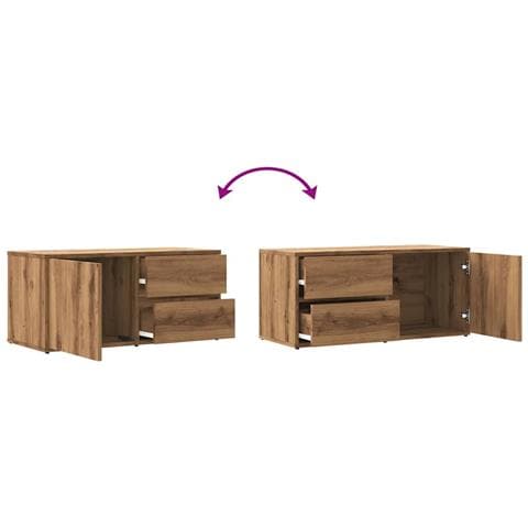 Mobile Porta Tv Rovere Artigianale 80x34x35,5 Cm Truciolato - Foto 2