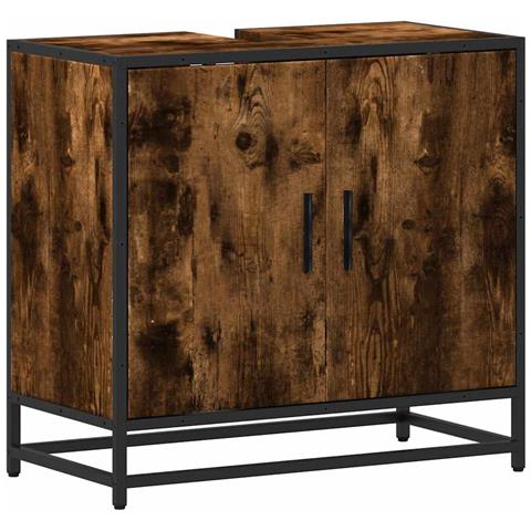 Mobile Lavabo Bagno Rovere Fumo 65x33x60 Cm Legno Multistrato - Foto 2