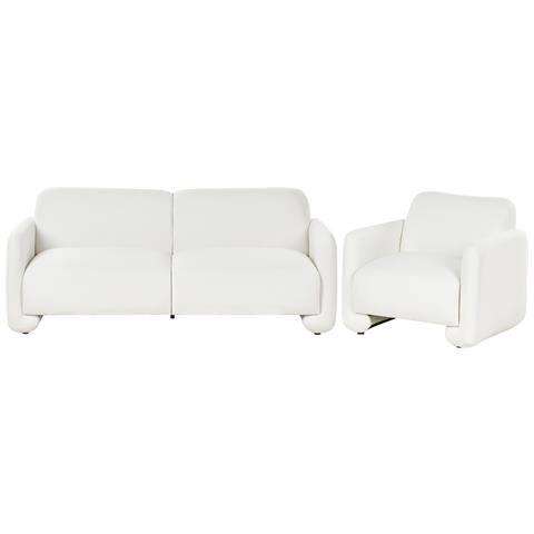 Set Da Salotto 4 Posti Saland Tessuto Bianco - Foto 2