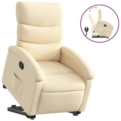Poltrona Alzapersona Reclinabile Crema In Tessuto - Foto 1