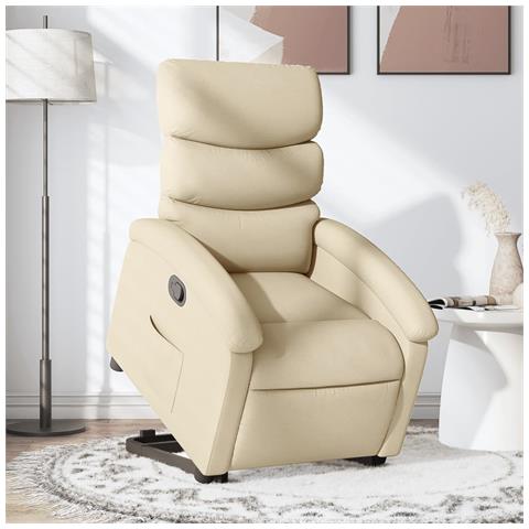 Poltrona Alzapersona Reclinabile Crema In Tessuto - Foto 8