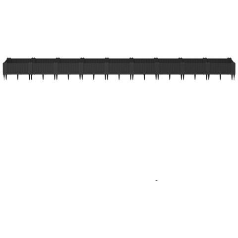 Fioriera Da Giardino Con Picchetti Nera 362,5x42,5x28,5 Cm Pp - Foto 2