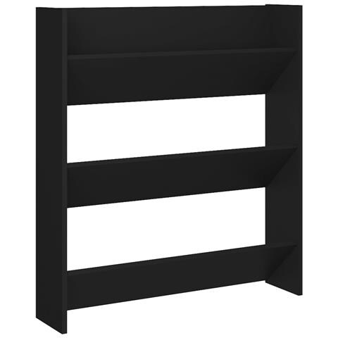 Scarpiera A Muro Nera 80x18x90 Cm In Legno Multistrato - Foto 1