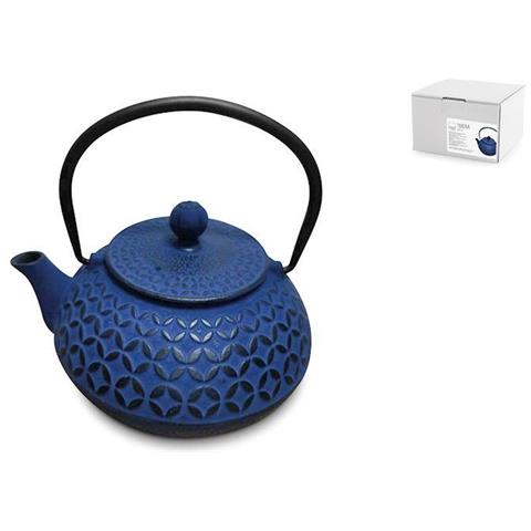 Teiera in ghisa smaltata con filtro in acciaio inox colore blu lt 0,80 - Foto 1