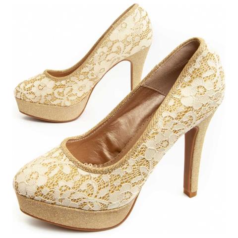 Scarpa Con Tacco Unne69 D'oro. - Foto 1