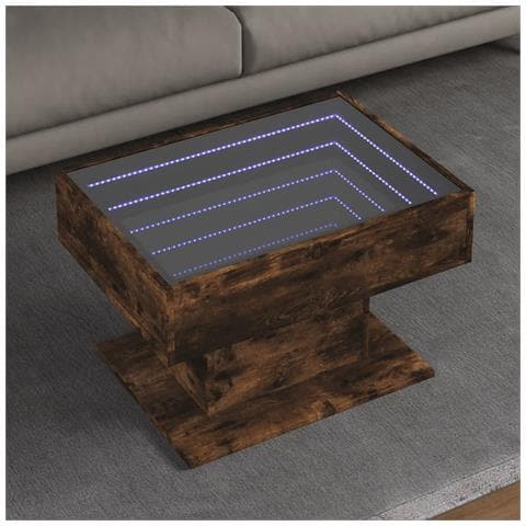 Tavolino Salotto con LED Rovere Fumo 70x50x45 cm Multistrato - Foto 2