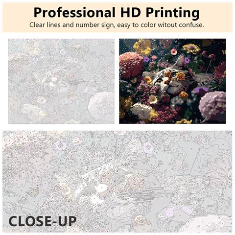 Kit Per Dipingere Con I Numeri Con Colori Acrilici Gatto 40x50 Cm Fai Da Te - Foto 2