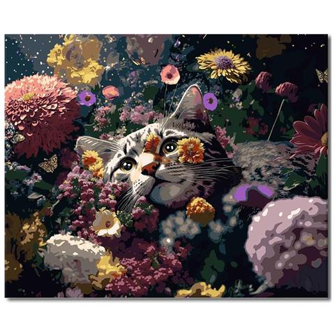 Kit Per Dipingere Con I Numeri Con Colori Acrilici Gatto 40x50 Cm Fai Da Te - Foto 1