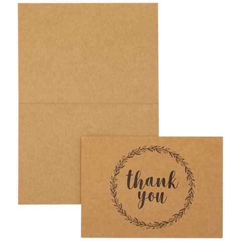 Set Di 120 Biglietti Di Ringraziamento Kraft Marroni Con Buste - Foto 7
