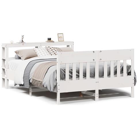 Letto senza Materasso Bianco 120x190 cm Legno Massello di Pino - Foto 1