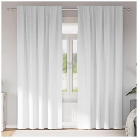 Tende con tende 2 pcs Bianco Puro 245x140cm Poliestere - Foto 2