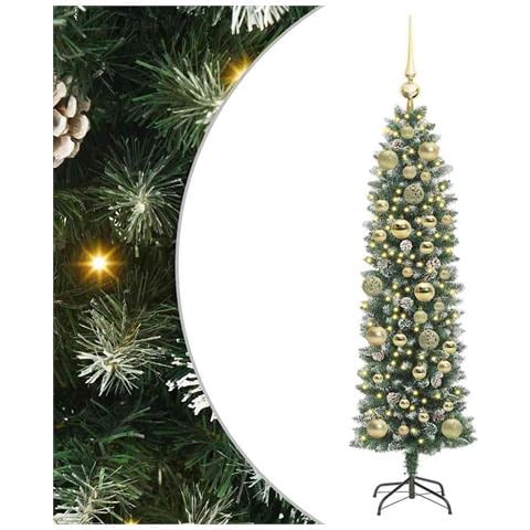 Albero di Natale Artificiale Sottile Verde e Bianco 120 cm - Foto 1