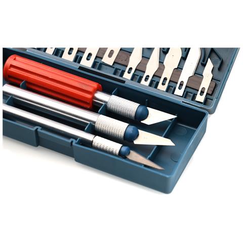 Set Di Scalpelli Con 3 Manici E 13 Lame - Precisione E Versatilità | Dimensioni Manico: 10,4/9,3/9 Cm | Ideale Per Modellismo E Laboratori - Foto 2