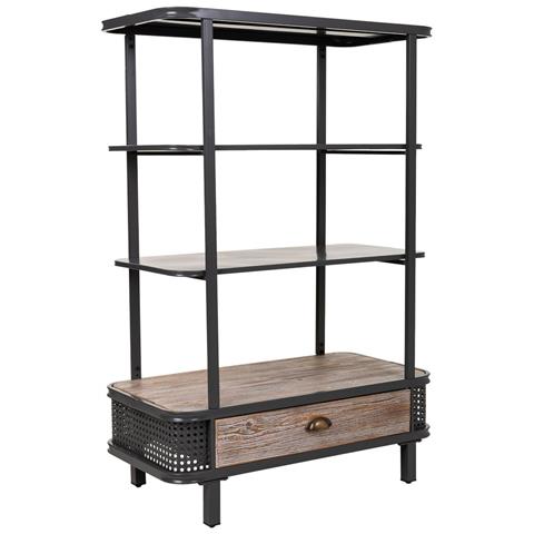 Scaffale In Metallo Grigio E Legno 80x40x121h - Foto 1