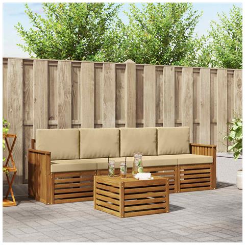 Set divani Naturale e Beige Legno di Acacia Massello - Foto 2