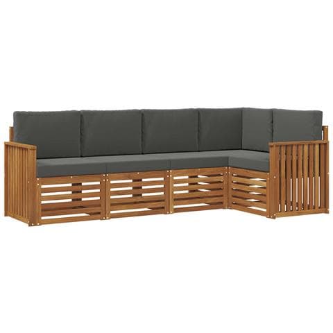Set divani 5 pcs Naturale e Antracite Legno di Acacia Massello - Foto 1