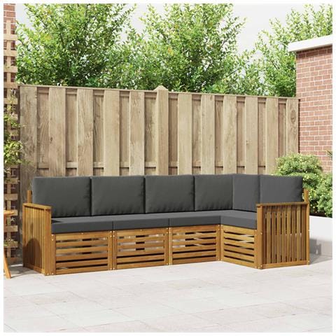 Set divani 5 pcs Naturale e Antracite Legno di Acacia Massello - Foto 2