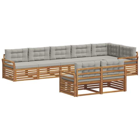 Set di divani da esterno 8 pcs Grigio Naturale e Chiaro - Foto 1