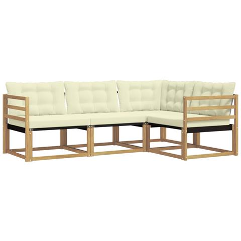 Set di divani da esterno con cuscino 4 pcs Bianco e Crema - Foto 1