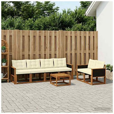 Set di divani da esterno con cuscino 7 pcs Naturale e Crema - Foto 2