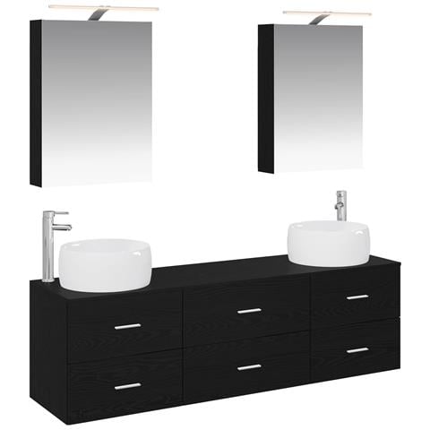 Set di mobili per il bagno 5 pcs Rovere Nero - Foto 1