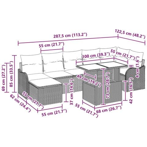 Set Divano da Giardino 8 pz Grigio Poly Rattan - Foto 2