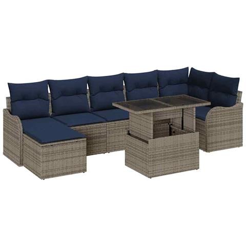Set Divano da Giardino 8 pz Grigio Poly Rattan - Foto 1