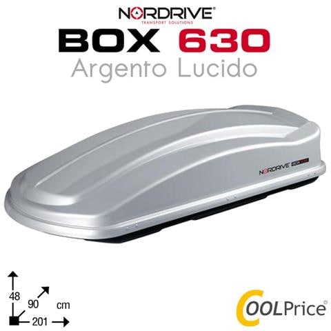 Box Da Tetto Baule Portatutto 630l Argento Lucido Abs - Foto 1