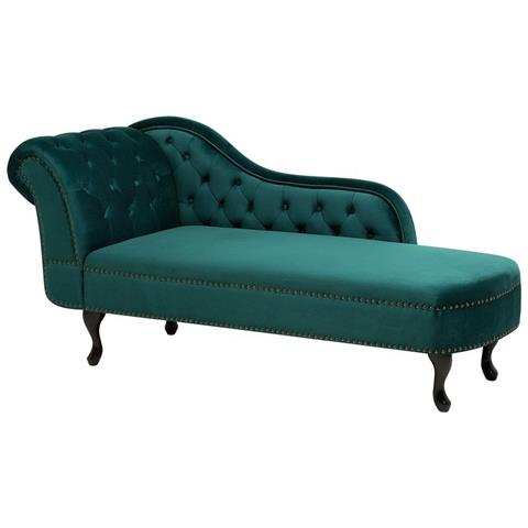 Chaise Longue Sinistra In Velluto Verde Smeraldo Nimes - Foto 1