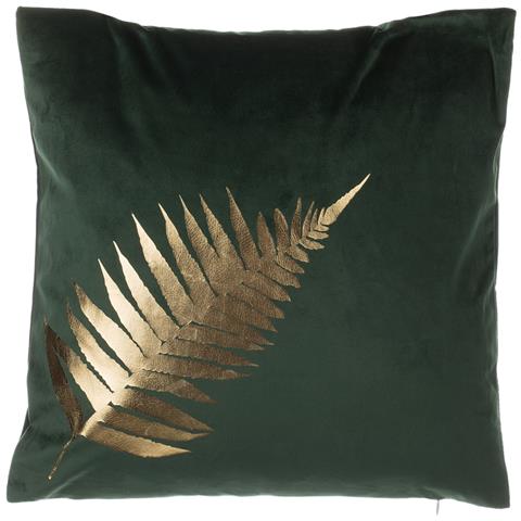 Set Di 2 Cuscini Decorativi A Foglia 45x45 Cm Velluto Verde Scuro Fern - Foto 2