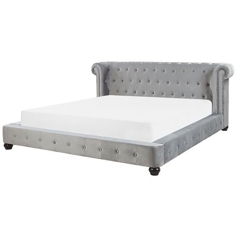 Letto Matrimoniale 180 X 200 Cm In Velluto Grigio Cavaillon - Foto 16