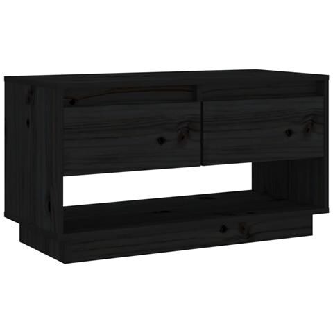 Mobile Porta Tv Nero 74x34x40 Cm In Legno Massello Di Pino - Foto 1