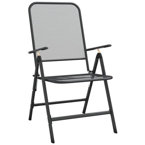 Sedie Giardino Pieghevoli 4 Pz Rete Metallica Espansa Antracite - Foto 9