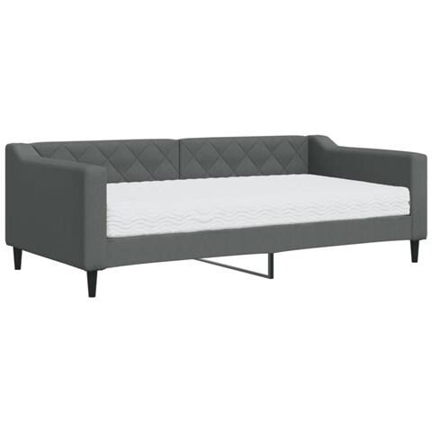 Divano Letto Con Materasso Grigio Scuro 90x190 Cm In Tessuto - Foto 1