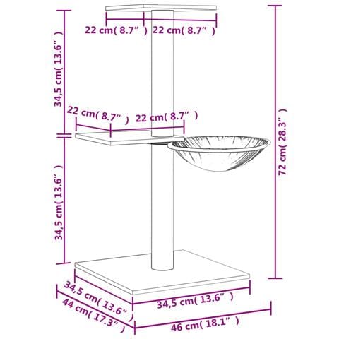 Albero Per Gatti Con Tiragraffi In Sisal Grigio Chiaro 72 Cm - Foto 6