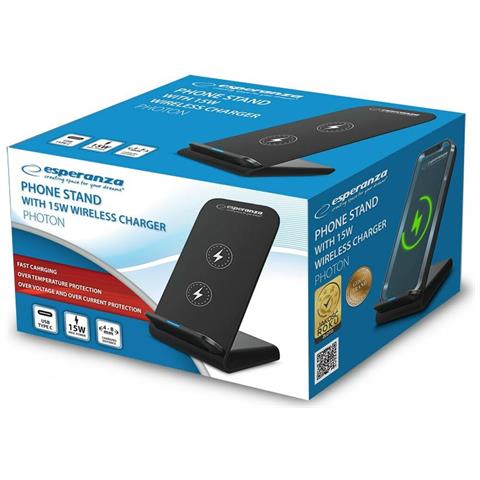 Caricabatterie Senza Fili Con Supporto Per Cellulari Esperanza Ezc101 Nero - Foto 2