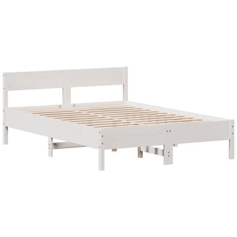 Giroletto Con Testiera Bianco 160x200 Cm Legno Massello Di Pino - Foto 2