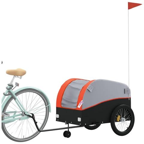 Rimorchio Da Bici Nero E Arancione 45 Kg In Ferro - Foto 3