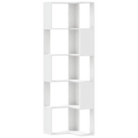 Libreria Angolare 5ripiani Bianca 50x50x179cm Legno Multistrato - Foto 2
