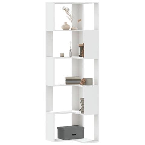 Libreria Angolare 5ripiani Bianca 50x50x179cm Legno Multistrato - Foto 1