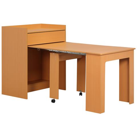 Tavolo Pieghevole Da Pranzo Max 5 Persone In Truciolato E Acciaio, 84x180x100 Cm, Color Legno - Foto 1