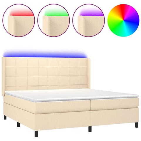 Letto A Molle Materasso E Led Bianco 200x200cm In Tessuto - Foto 1