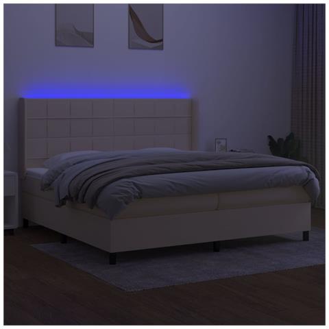 Letto A Molle Materasso E Led Bianco 200x200cm In Tessuto - Foto 2