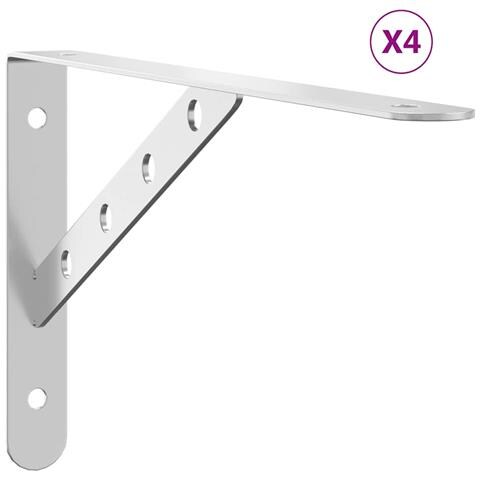 Staffe Per Mensola 4 Pz 30x2,5x15,5 Cm In Acciaio Inox Argento - Foto 1