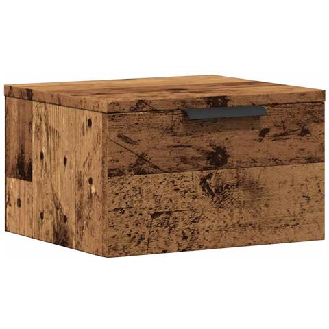 Comodino A Muro Legno Antico 34x30x20 Cm - Foto 2