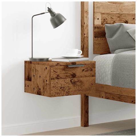 Comodino A Muro Legno Antico 34x30x20 Cm - Foto 3